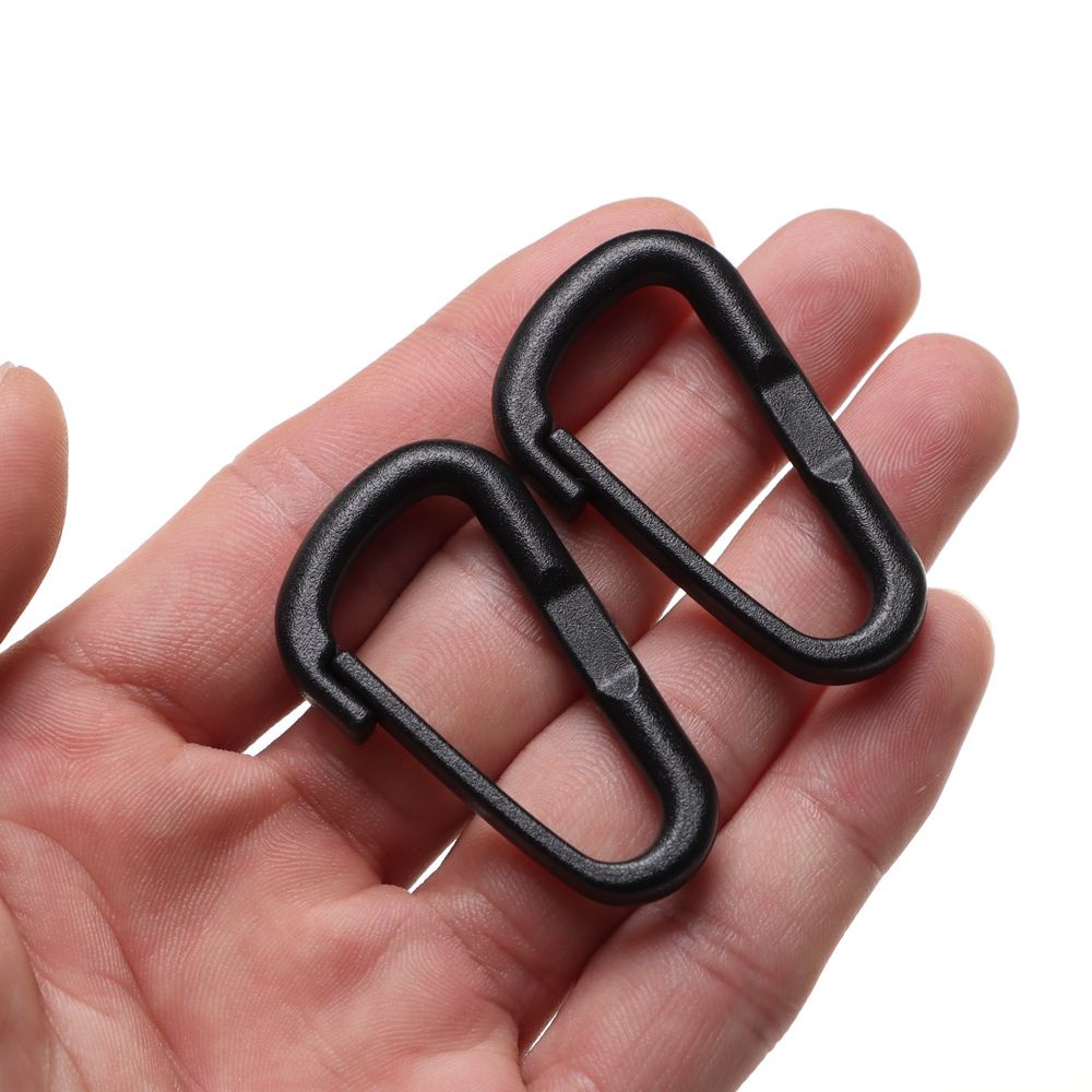 MAYSHOW 10/20pcs Plastic Nylon D Carabiner Black Water Bottle Hooks Snap Clip Quickdraws Packback Buckles Outdoor Climbing Camping Hiking Keychain