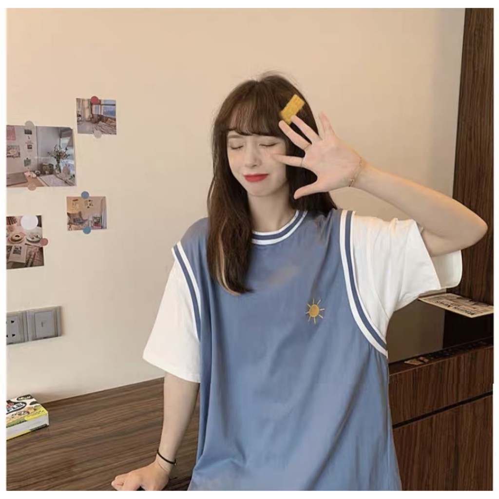 Áo Thun Form Rộng Unisex Phối Màu