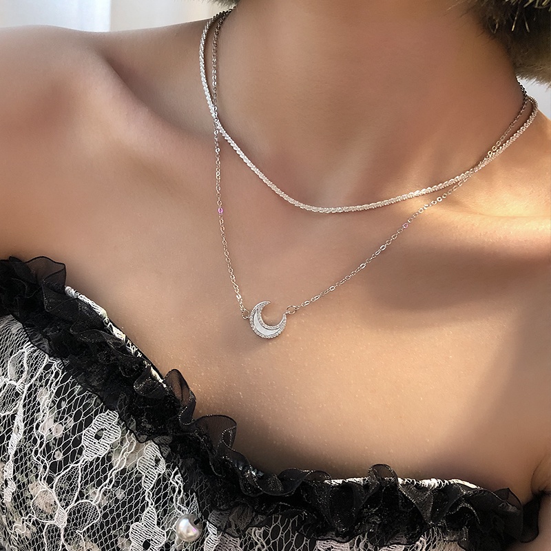 Vòng cổ Hai Lớp Hình Mặt Trăng Sang Trọng Thời Trang Cho Nữ