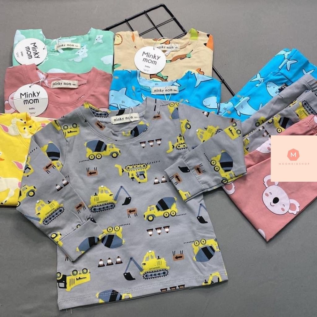 Bộ Thu Đông Cho BéMINKYMOM100%cotton 6 màu siêu họa tiết cực dễ thương dành cho bé trai bé gái từ 6-20kg