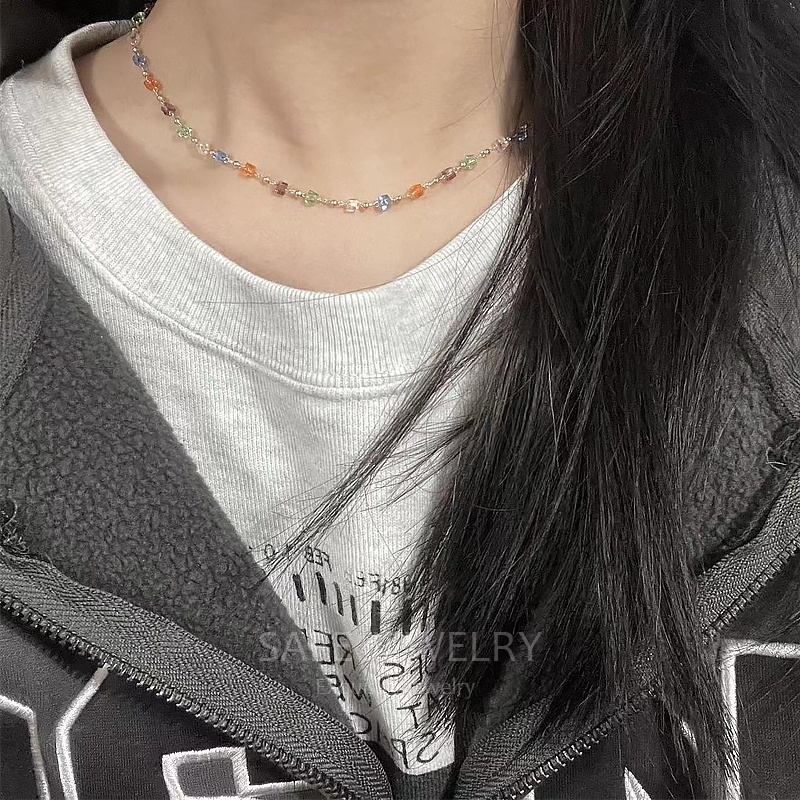 Vòng cổ Chuỗi Hạt Pha Lê Nhiều Màu Sắc Thiết Kế Thời Trang Mùa Hè