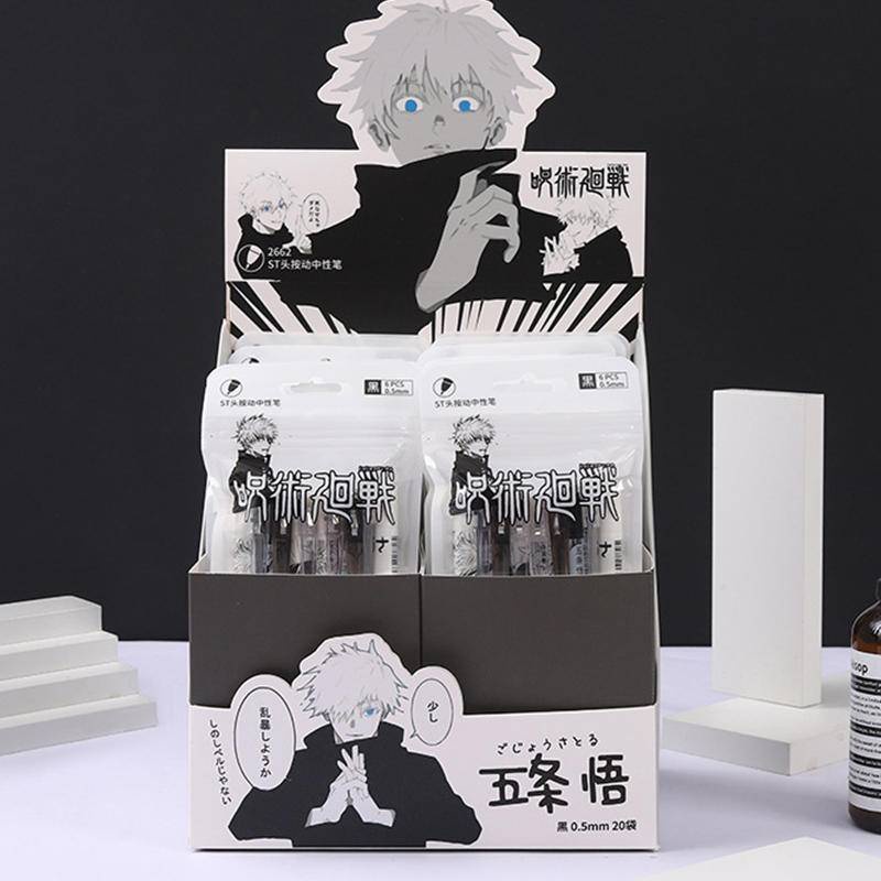 Set 6 bút bi mực đen hình anime Jujutsu Kaisen Gojo Satoru 0.5mm