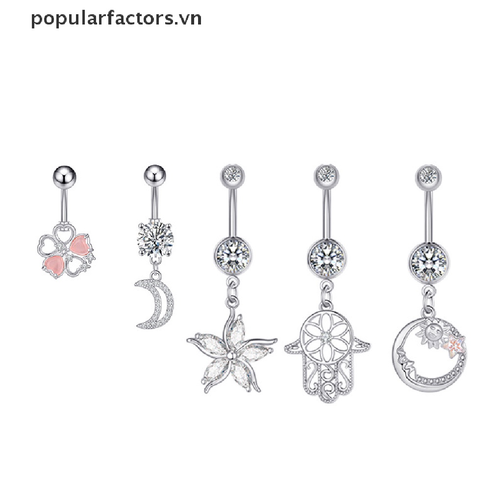 Khuyên rốn đính đá bằng thép không gỉ thời trang