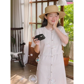 Váy linen sơ mi cúc gỗ (có may bigsize)