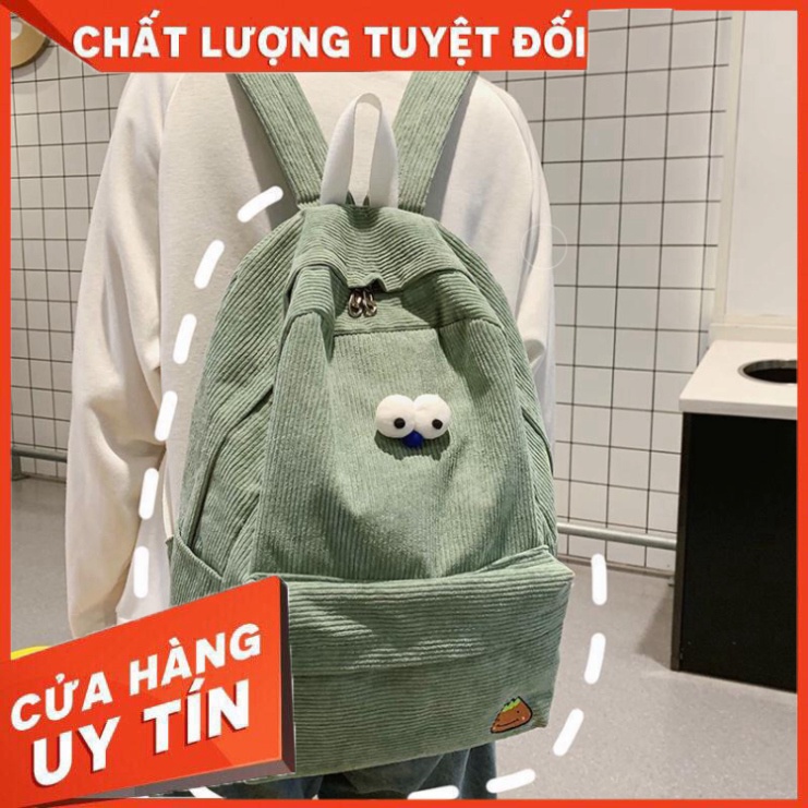Balo vải nhung gân thời trang Hàn Quốc dành cho nữ - Hàng nhập khẩu