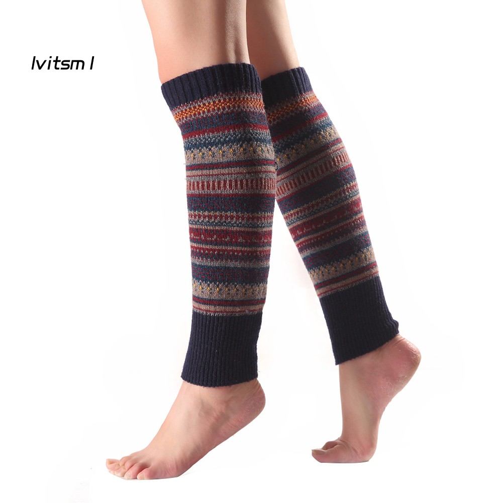 【LTM】Women Striped Knitted Leg Warmers Winter Footless Knee High Fashion Boot Socks | BigBuy360 - bigbuy360.vn