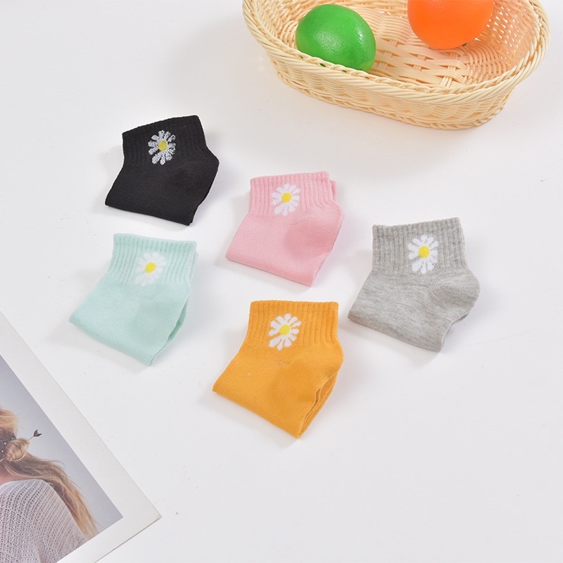 [Tonashoe] Tất Cổ Ngắn Hoạ Tiết Cúc V04