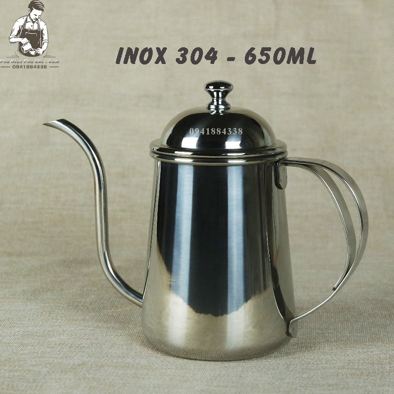 Ấm Cổ Ngỗng Quai Kép Pha Cà Phê inox 304 – Ấm Pha Cà Phê V6 650ml