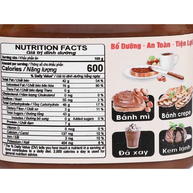 BƠ HẠT PHỈ CA CAO ÍT NGỌT GOLDEN FARM HAZELNUT COCOA BUTTER