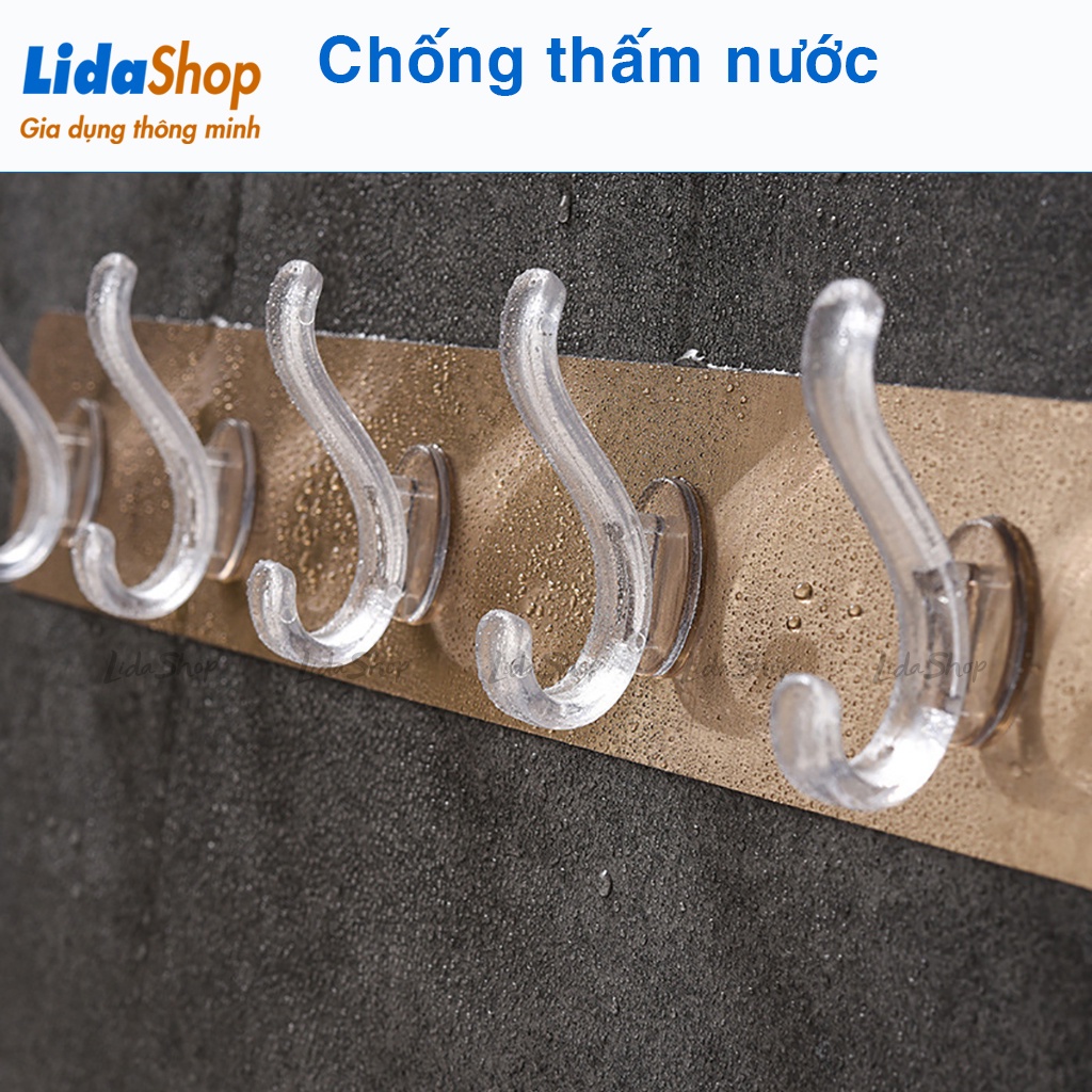 Móc dán tường chịu lực treo đồ quần áo , thanh giá móc treo móc quần áo dán tường có 5 móc kép tiện lợi