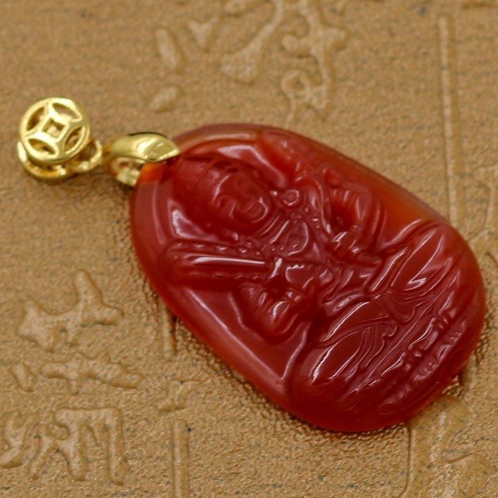 Mặt Phật bản mệnh Hư Không Tạng Bồ Tát đỏ 3.6 cm