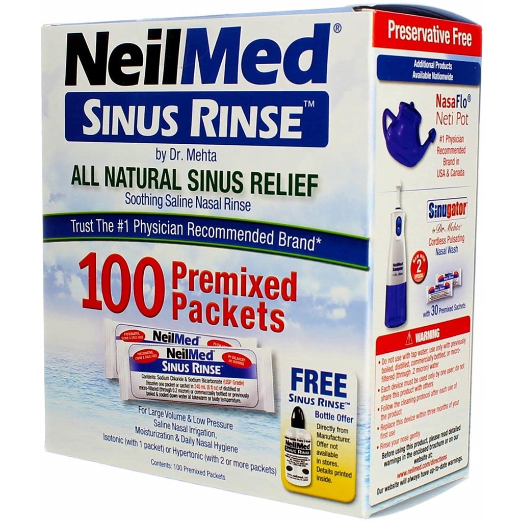 Bộ 100 gói muối pha NeilMed Sinus Rinse 100 Premixed Packets