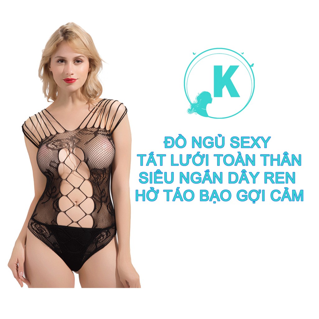 Đồ Ngủ Sexy Tất Lưới Toàn Thân Siêu Ngắn Dây Ren Hở Táo Bạo Gợi Cảm