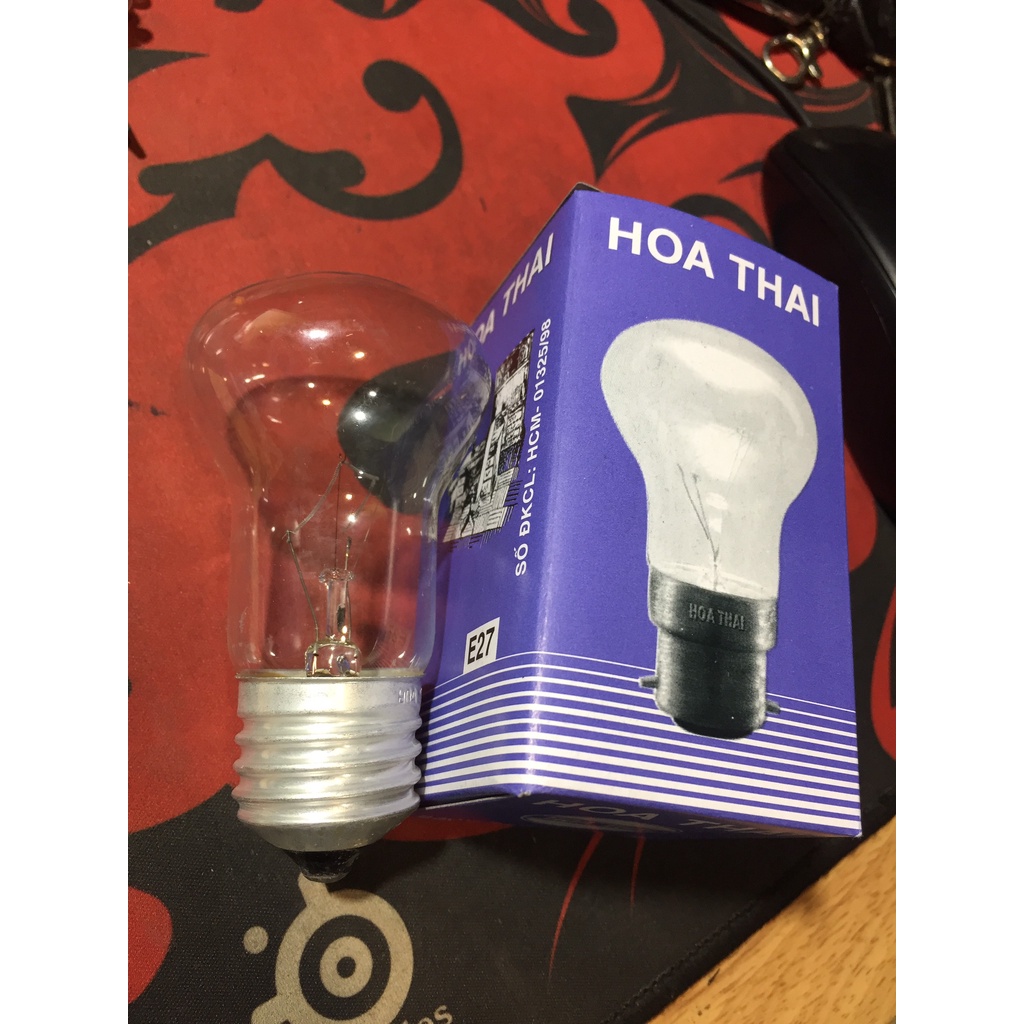 Bóng đèn sợi đốt 60W đui E27, ánh sáng vàng dùng cho đèn học, sưởi ấm