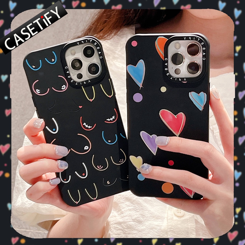 Ốp Điện Thoại Họa Tiết Trái Tim Nhiều Màu Xinh Xắn Cho iPhone13Pro iP12Pro XS iPhone11 12Promax 13Promax 11 12 13 7P