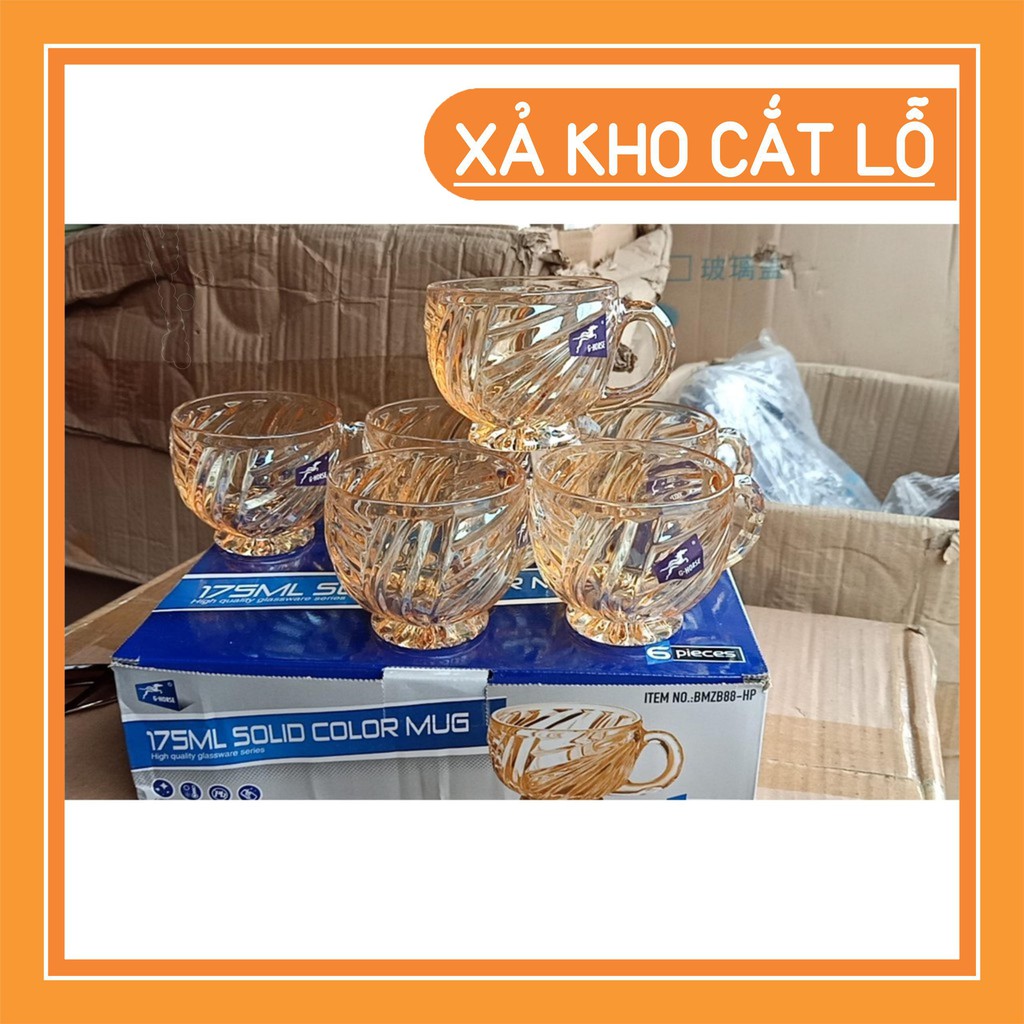 (thanh lý kho giá sỉ) {shop yêu thích} siêu phẩm bộ 6 cốc thủy tinh ánh kim cao cấp