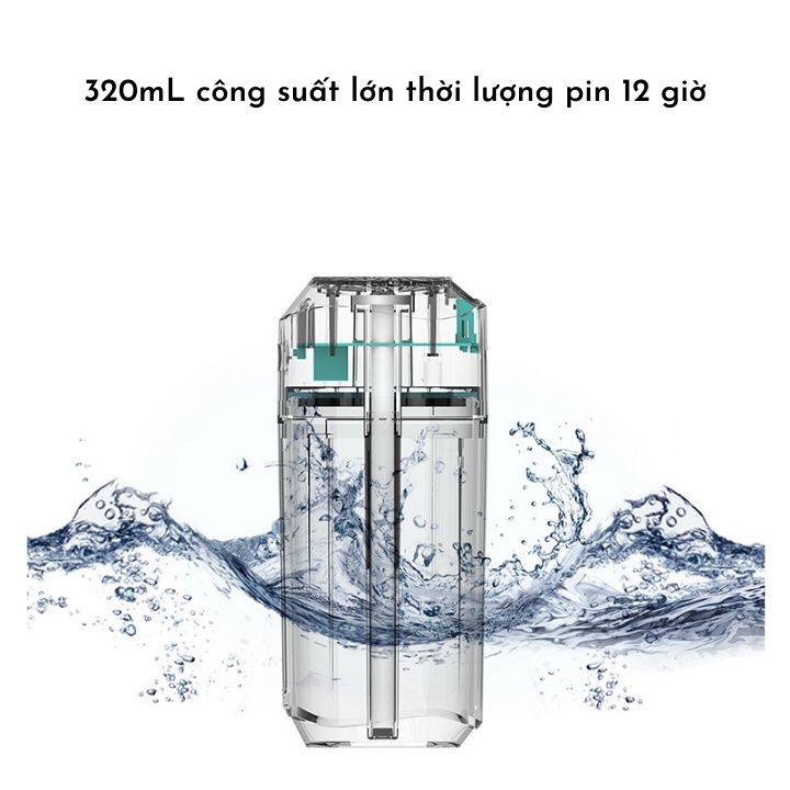 Máy phun sương, khuếch tán tinh dầu và tạo ẩm ô tô dùng pin sạc USB