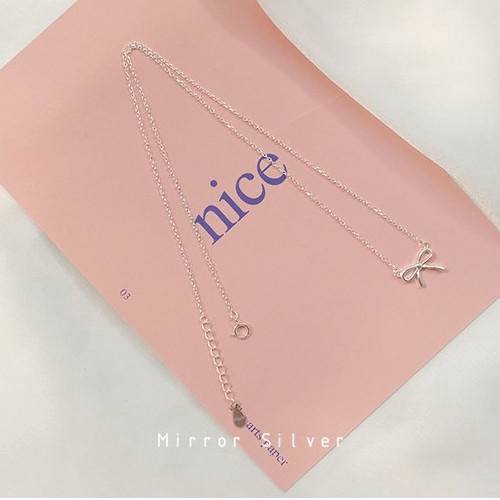 Vòng cổ mạ bạc 925 thiết kế thắt nơ đơn giản