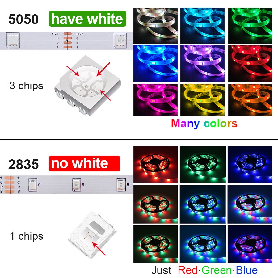 Dây Đèn LED 20M RGB 2835/5050 SMD 5M-20M RGB Điều Khiển Bằng Ứng Dụng Điện DC 12V/5V