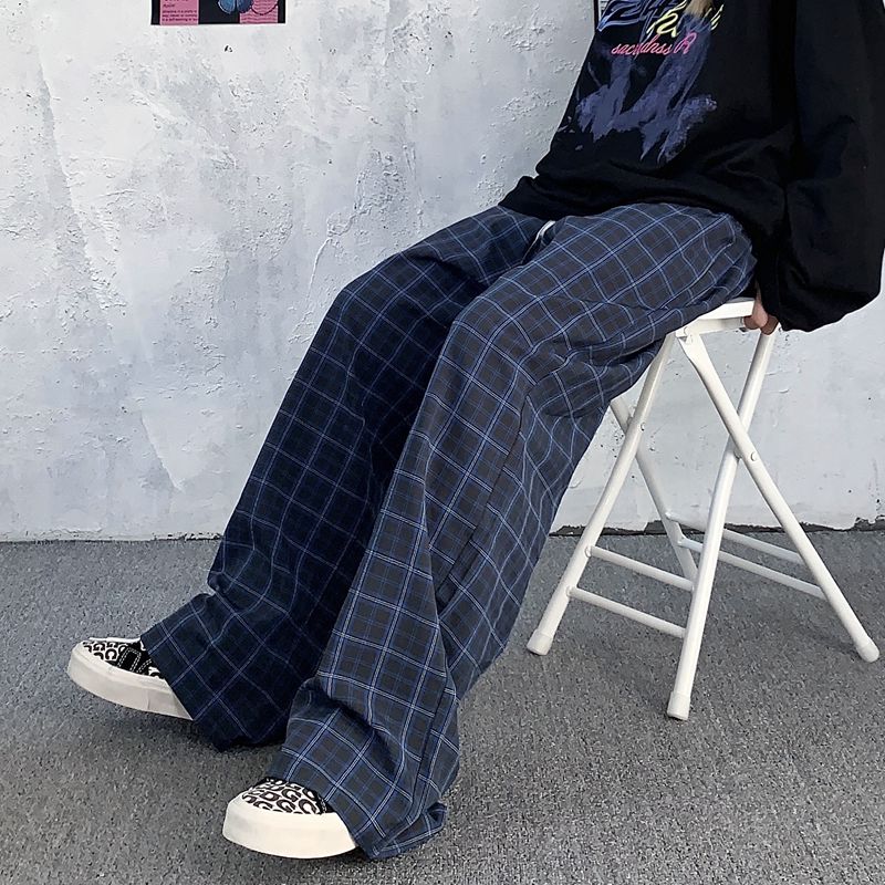 Quần Dài Kẻ Sọc Caro Trẻ Trung Năng Động 228813 Quần Dài Ống Rộng Thiết Kế Dây Rút Thời Trang Cá Tính