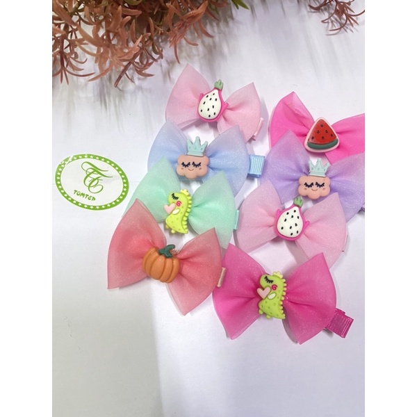 Kẹp Tóc Voan Hoạ Tiết Trái Cây Nhiều Màu Sắc