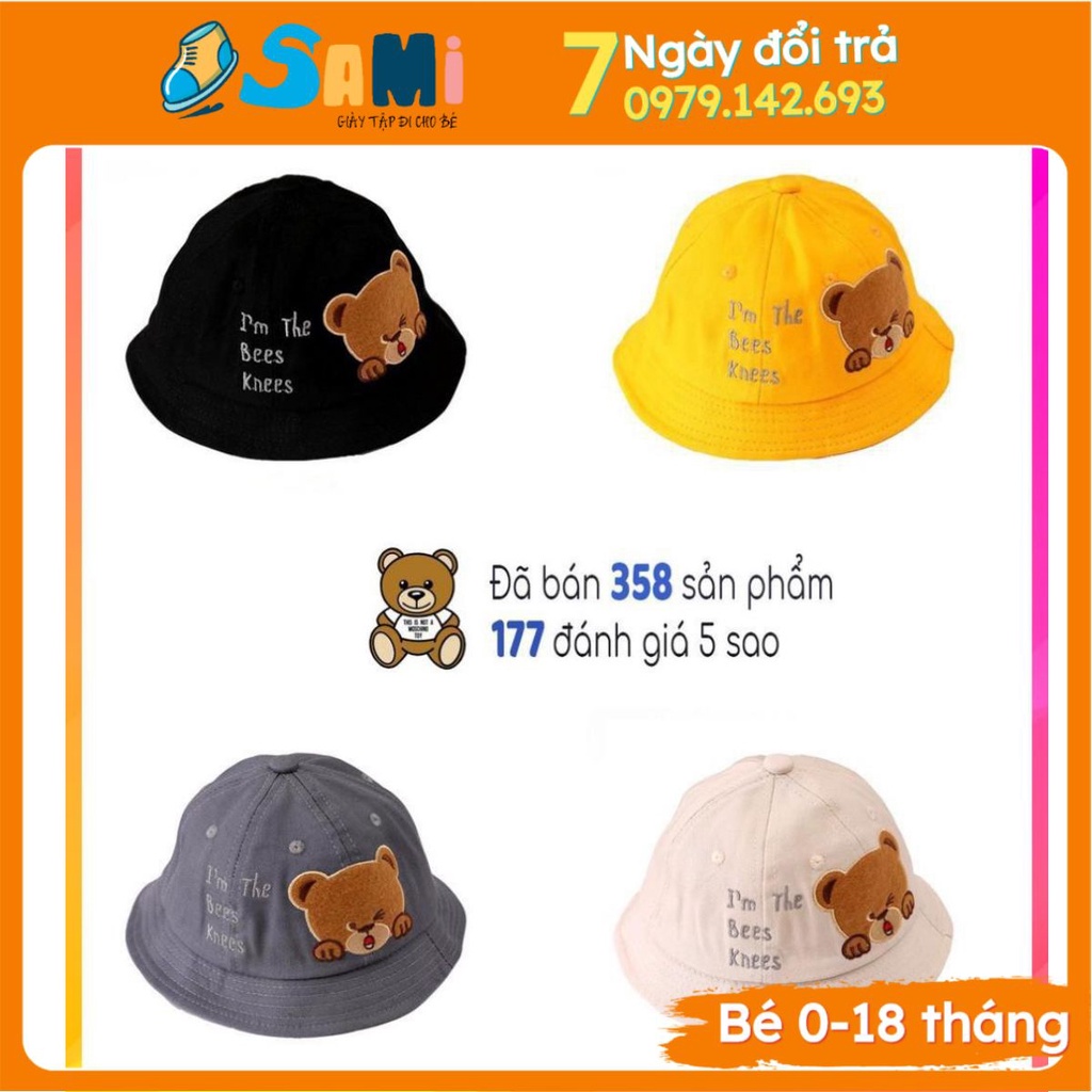 [Hàng Cao Cấp] Mũ Cho Bé 1989KIDS Rộng Vành Hình Gấu Đáng Yêu Vòm 46cm M009