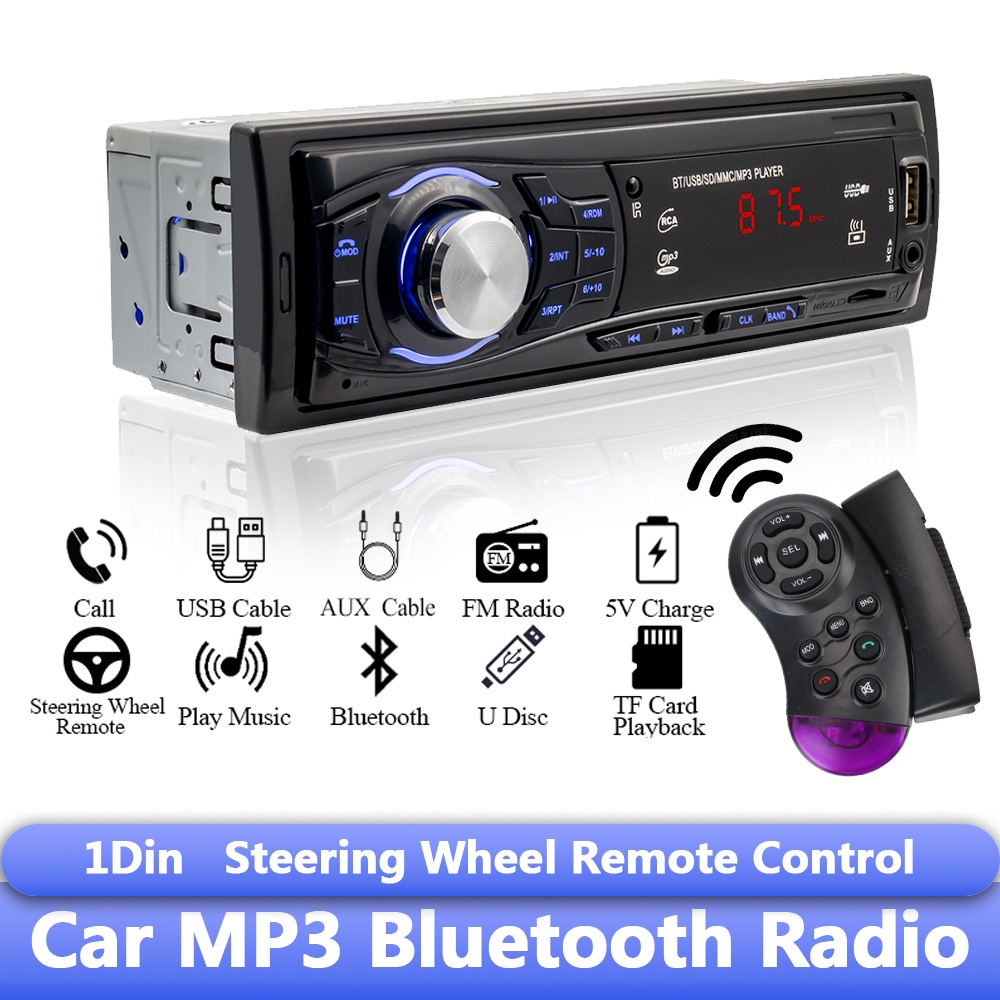 Máy Nghe Nhạc MP3 1 Din Hỗ Trợ Đài FM Radio/Radio/USB Siêu Trầm/Máy Nghe Nhạc MP3 Bluetooth Điều Khiển Từ Xa Cho Xe Hơi