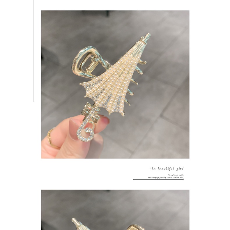 Kẹp Tóc Hình Chiếc Ô Đính Ngọc Trai 2022