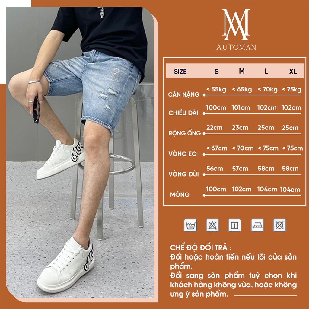 Quần short jeans nam lửng trơn chât bò cao cấp rẻ đẹp AUTOMAN Q06