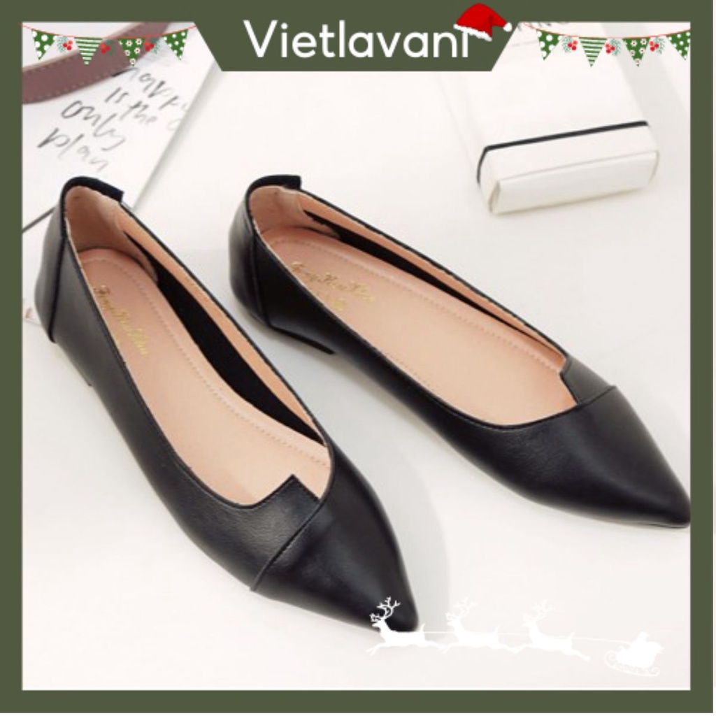 Giày bệt nữ da mềm đẹp tinh tế  bigsize LCB2 có 2 màu kem và đen, size to, ngoại cỡ da đẹp mang êm | WebRaoVat - webraovat.net.vn