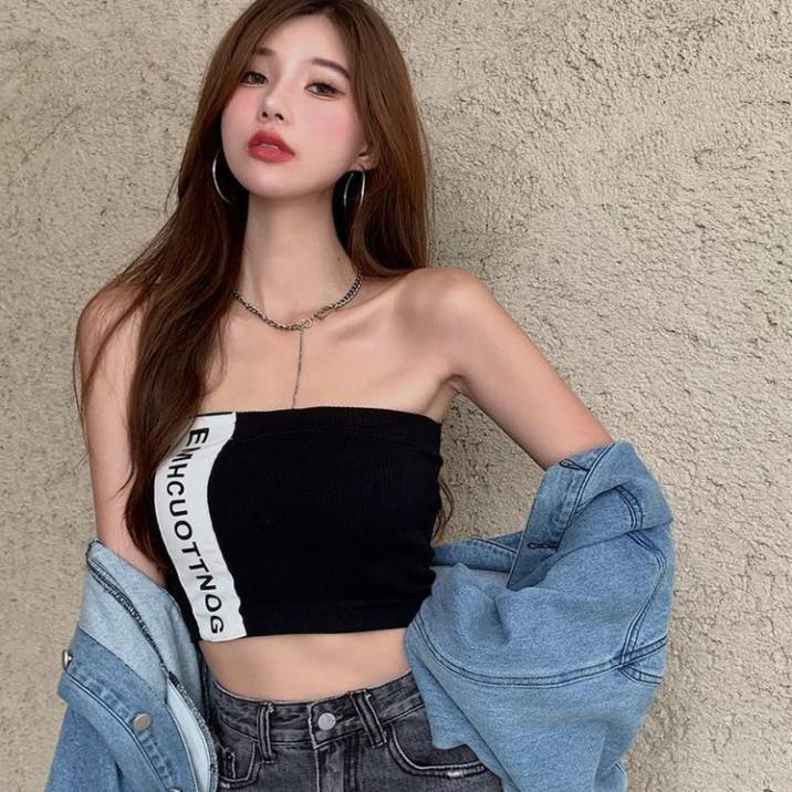 Áo Croptop Không Dây - Áo Bra Không Dây đệm mút mỏng Len Tăm Ôm Body Sexy B1998