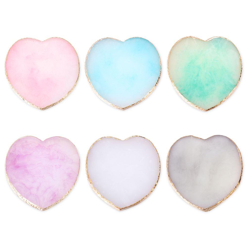 SOFTNESS Bảng Pha Màu Sơn Móng Tay Giả Mã Não Trái Tim Màu Vàng Kim