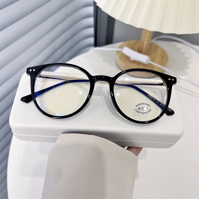 Mắt Kính Gọng Tròn Trong Suốt Chống Ánh Sáng Xanh Phong Cách Hàn Quốc Cổ Điển Thời Trang