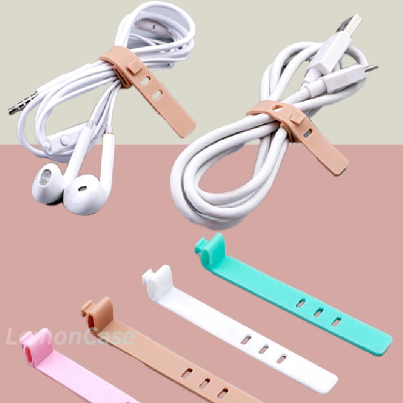 Dụng cụ quấn dây cáp tai nghe điện thoại bằng silicon màu trơn đa năng