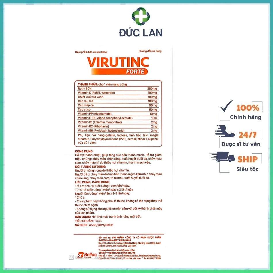VIRUTINC FORTE - BỔ SUNG VITAMIN CHO CƠ THỂ.