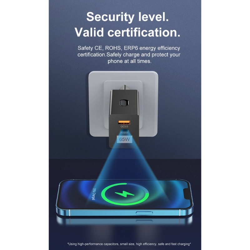 Củ Sạc Nhanh Alli 65W Cho QC 3 0 PD 65W Laptop Type C PD USB