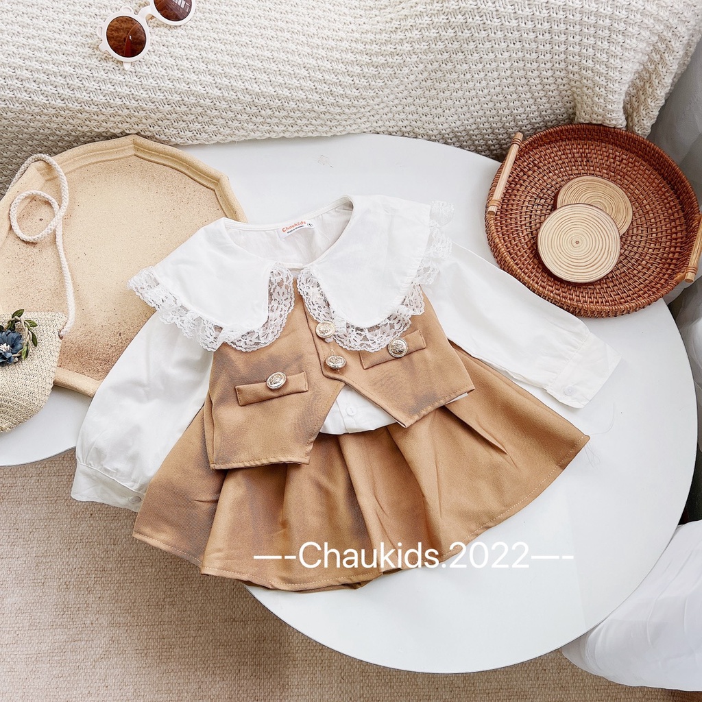 Set gile tiểu thư chất chéo hàn bé gái
