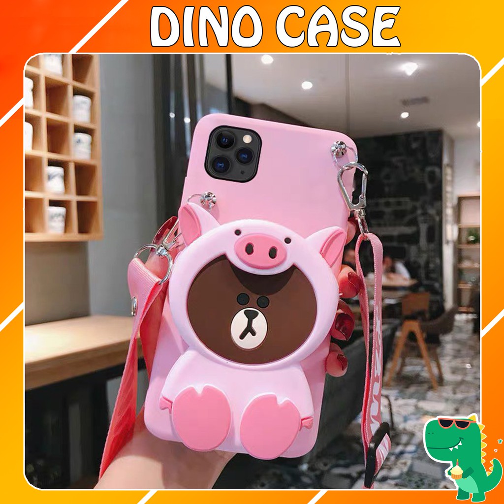 ỐP LƯNG IPHONE TÚI VÍ HÌNH THÚ KÈM DÂY DÀNH CHO IPHONE 11 / 11 pro / 11pro max - ỐP DẺO