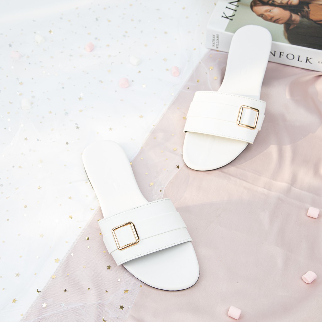 Dép Nữ MWC 3435 - Dép Quai Ngang Đế Bệt Khóa Siêu Hot