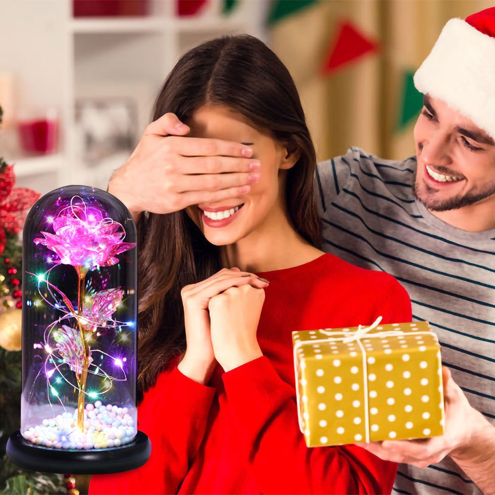 Hoa hồng nhân tạo trong lồng kính độc đáo có đèn LED làm quà tặng sinh nhật / lễ tình nhân cho mẹ/ vợ/ nữ