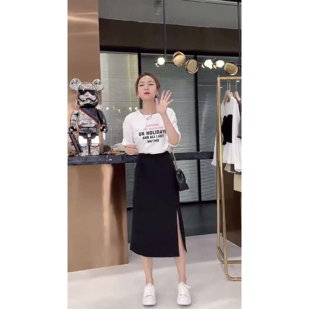 💃 Chân Váy Midi Nữ Dài Xẻ Vạt Cạp Cao Dễ Phối Dễ Mặc Siêu Xinh
