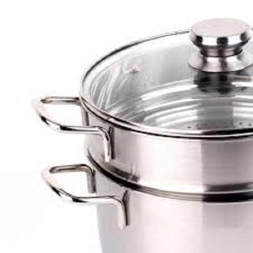 [TRO GIA ]Bộ nồi xửng inox 3 đáy nắp kiếng 24 cm Fivestars ST24-3DG (Bạc)