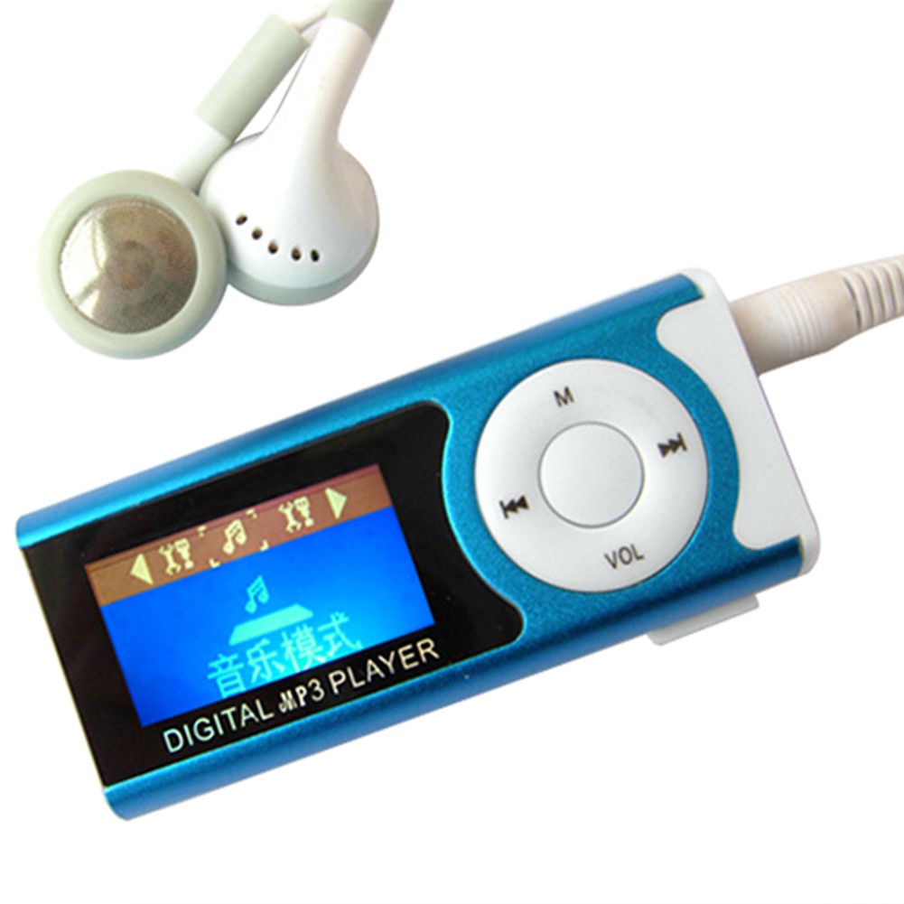 Máy nghe nhạc MP3 mini dạng kẹp màn hình LCD 1.3 inch hỗ trợ thẻ SD 16GB