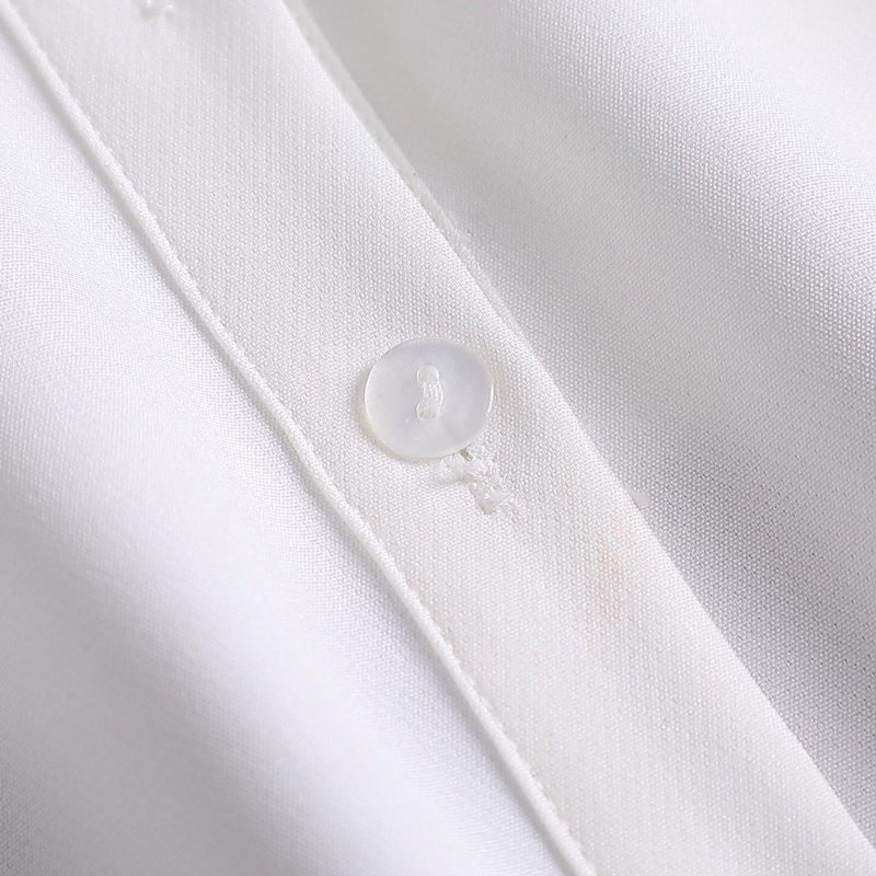 Han Lady Áo Sơ Mi Ren Hoa Rỗng Màu Trơn Có Thể Tháo Rời Cho Nữ