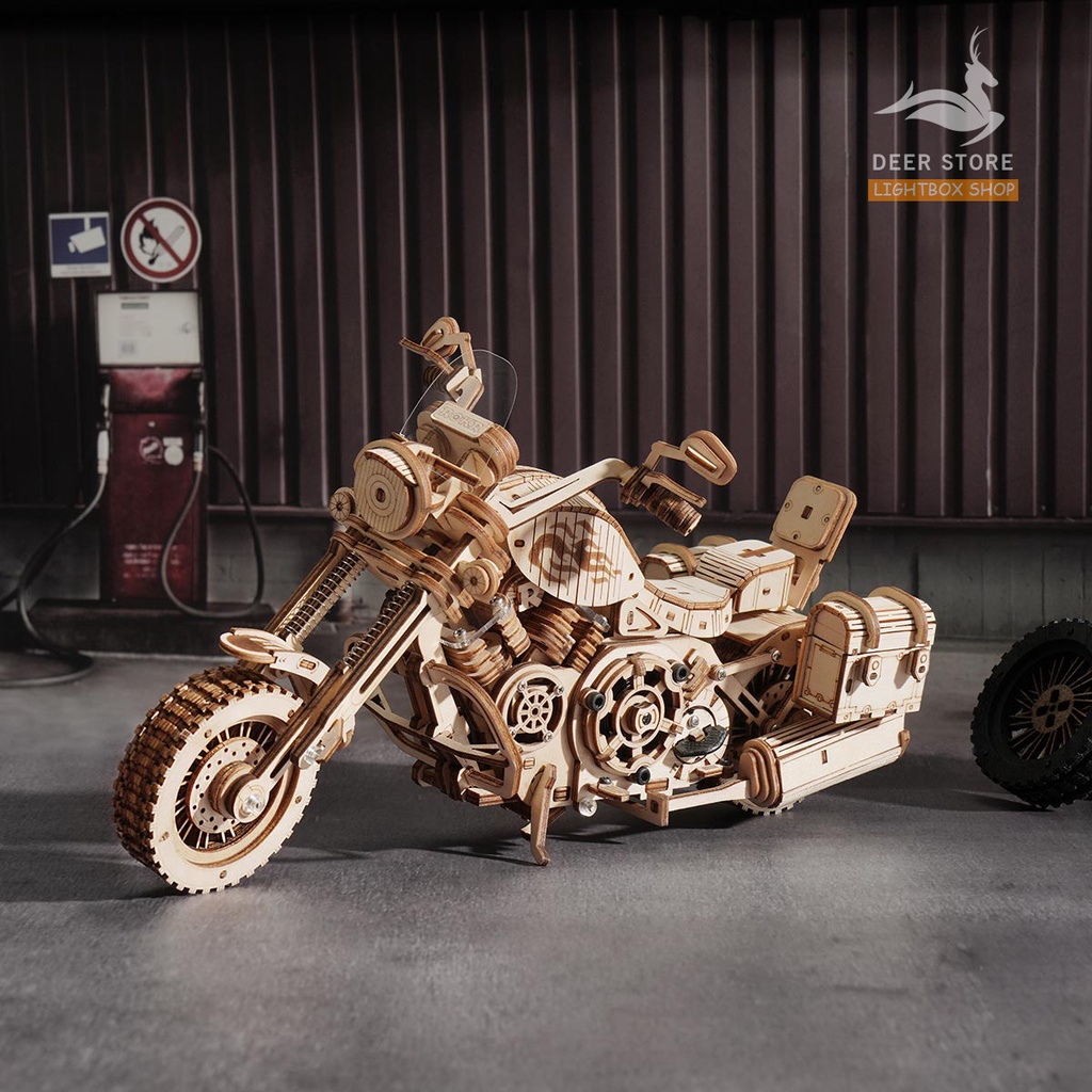 Mô hình tự làm Xe Motorcycle Robotime | Đồ chơi lắp ráp gỗ 3D. ROKR LK504