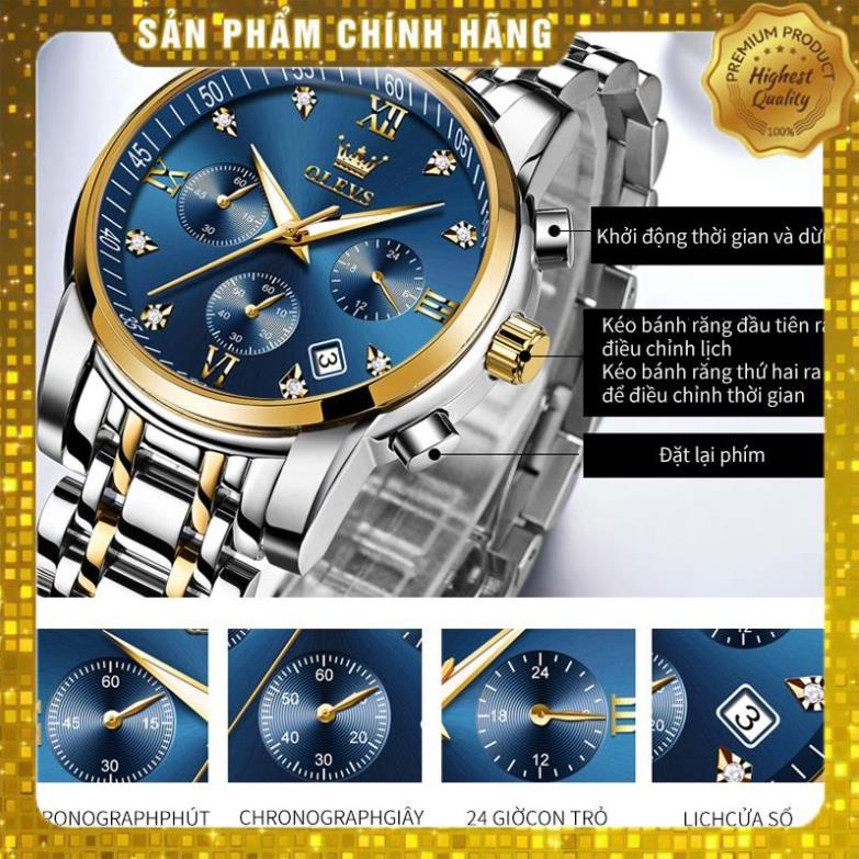 Đồng hồ OLEVS 2858 nam đa chức năng thời trang dây đeo bằng thép không gỉ