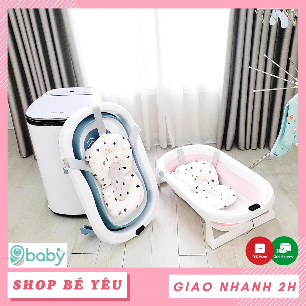 Chậu tắm cho bé 🌸 𝑭𝒓𝒆𝒆𝒔𝒉𝒊𝒑 🌸 Chậu tắm gấp gọn tiện dụng kèm phao cho bé yêu 9BABY - CÓ NHIỆT KẾ