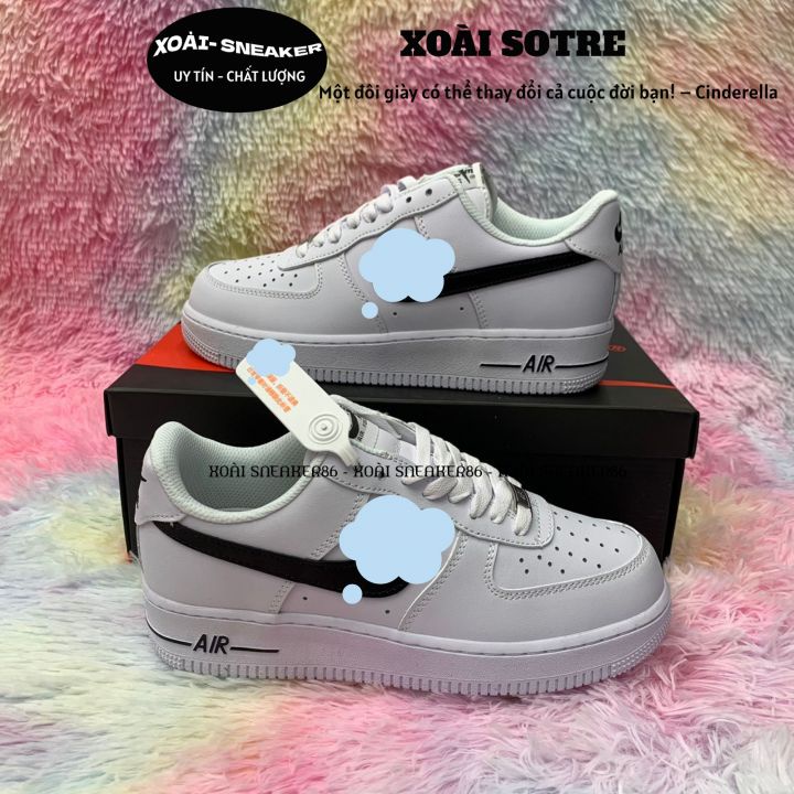 Giày AF1 trắng vệt đen, giày air force 1 trắng tích đen, full phụ kiện hàng cao cấp, full size 36-43/ XOÀI SNEAKER86 | BigBuy360 - bigbuy360.vn