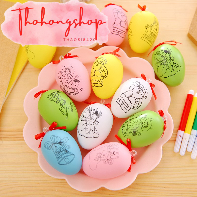 Trứng hoạt hình noel giáng sinh và 4 bút tô màu nguồn hàng buôn sỉ