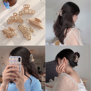 Kẹp tóc kim loại lớn hình bướm/tròn/lá mới đơn giản retro và thanh lịch cho nữ